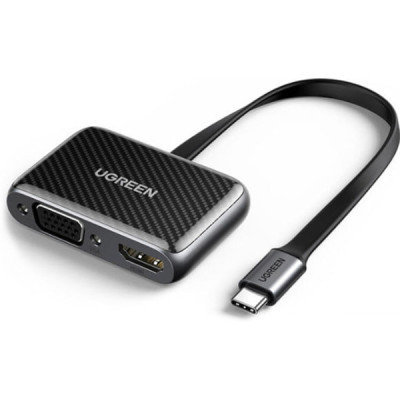 Адаптер Ugreen CM303 HDMI+VGA - USB Type-C (F/M), Black (70549)