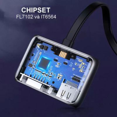 Адаптер Ugreen CM303 HDMI+VGA - USB Type-C (F/M), Black (70549)