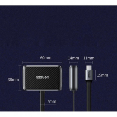 Адаптер Ugreen CM303 HDMI+VGA - USB Type-C (F/M), Black (70549)