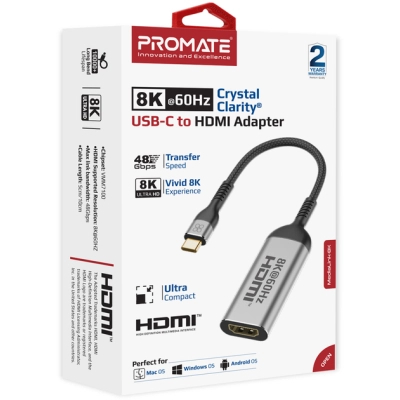 Адаптер USB-C to HDMI M 2.0m Promate (medialink-8k.grey)