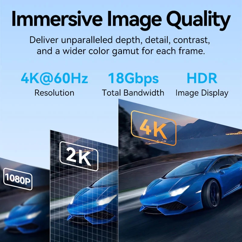 Кабель мультимедійний HDMI M to HDMI M 0.5m V2.0 4K60Hz braided zinc alloy black Vention (ALMBD)