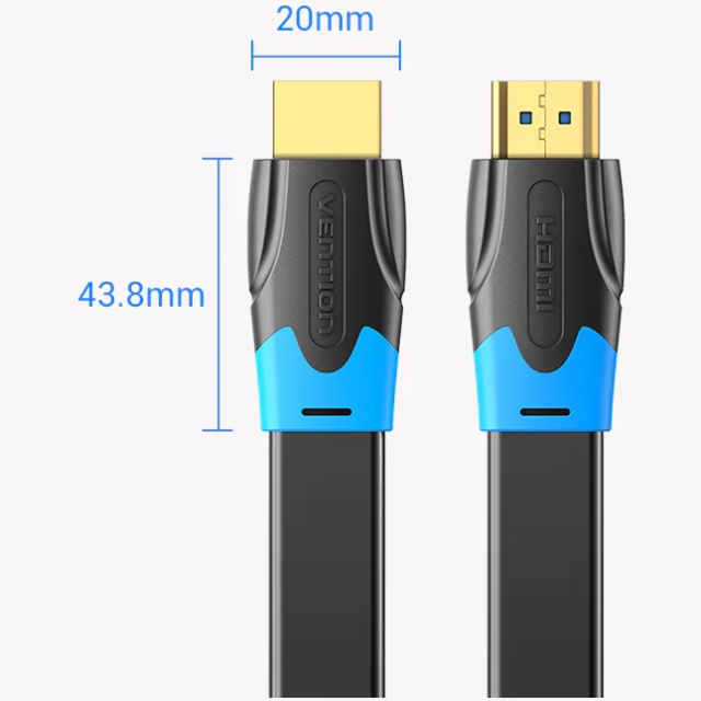 Кабель мультимедійний HDMI M to HDMI M 8.0m V2.0 4K60Hz PVC flat black Vention (AAKBK)