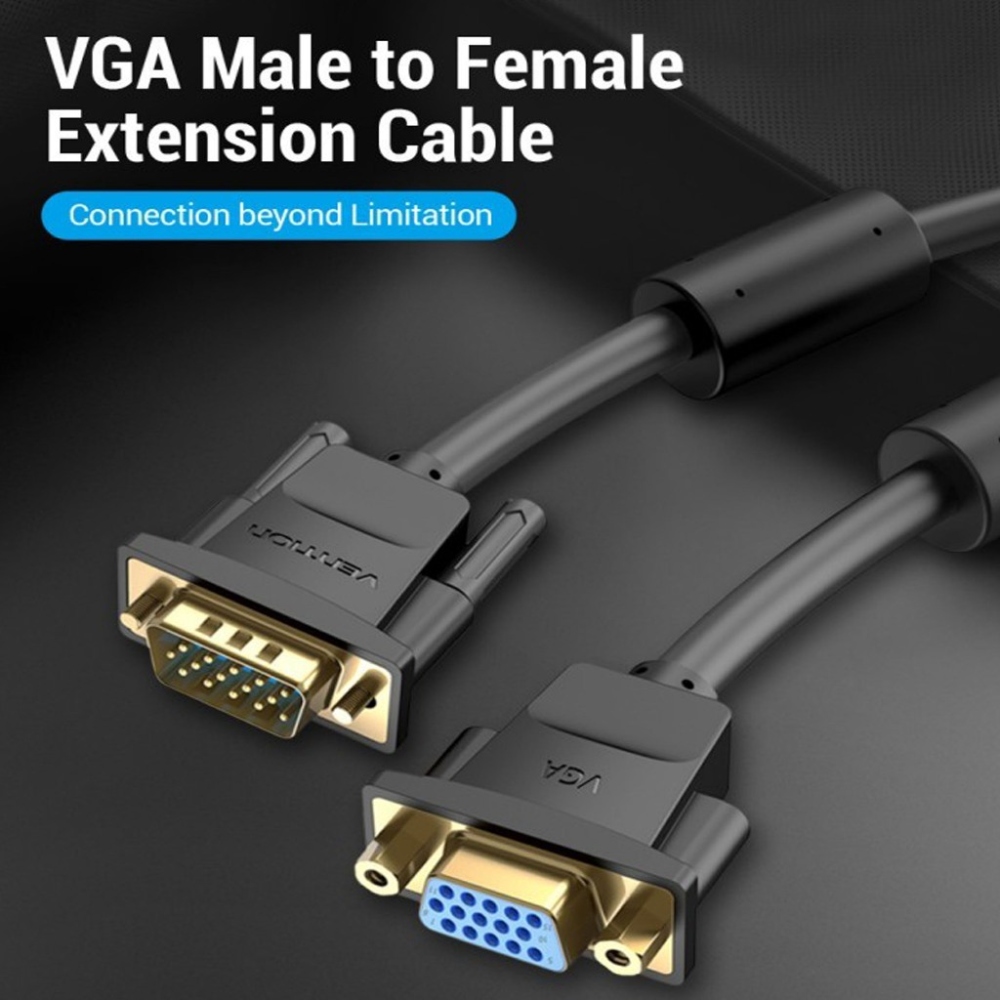 Кабель мультимедійний VGA M to VGA F 5.0m black Vention (DAGBJ)