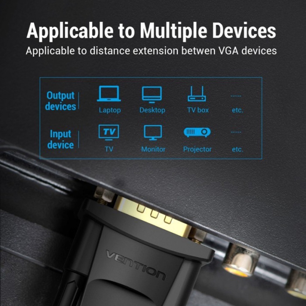 Кабель мультимедійний VGA M to VGA F 5.0m black Vention (DAGBJ)