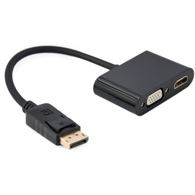Адаптер Cablexpert DisplayPort - HDMI/VGA (M/F), 0.1 м, Black (A-DPM-HDMIFVGAF-01)