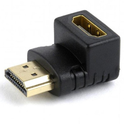 Адаптер Cablexpert HDMI - HDMI (M/F), кут 90 градусів, чорний (A-HDMI90-FML) пакет