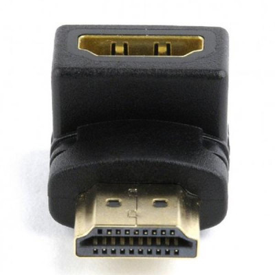 Адаптер Cablexpert HDMI - HDMI (M/F), кут 90 градусів, чорний (A-HDMI90-FML) пакет