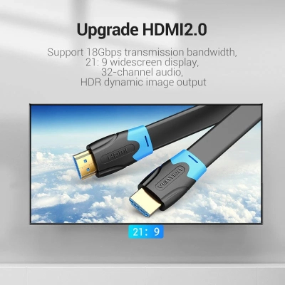 Кабель мультимедійний HDMI M to HDMI M 1.5m black Vention (AAKBG)