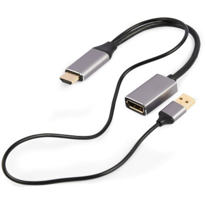 Адаптер Cablexpert HDMI - DisplayPort (M/F), 0.1 м, Black/Grey (A-HDMIM-DPF-02)