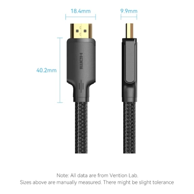 Кабель мультимедійний HDMI M to HDMI M 10.0m 4K30Hz cotton braided black Vention (ALLBL)