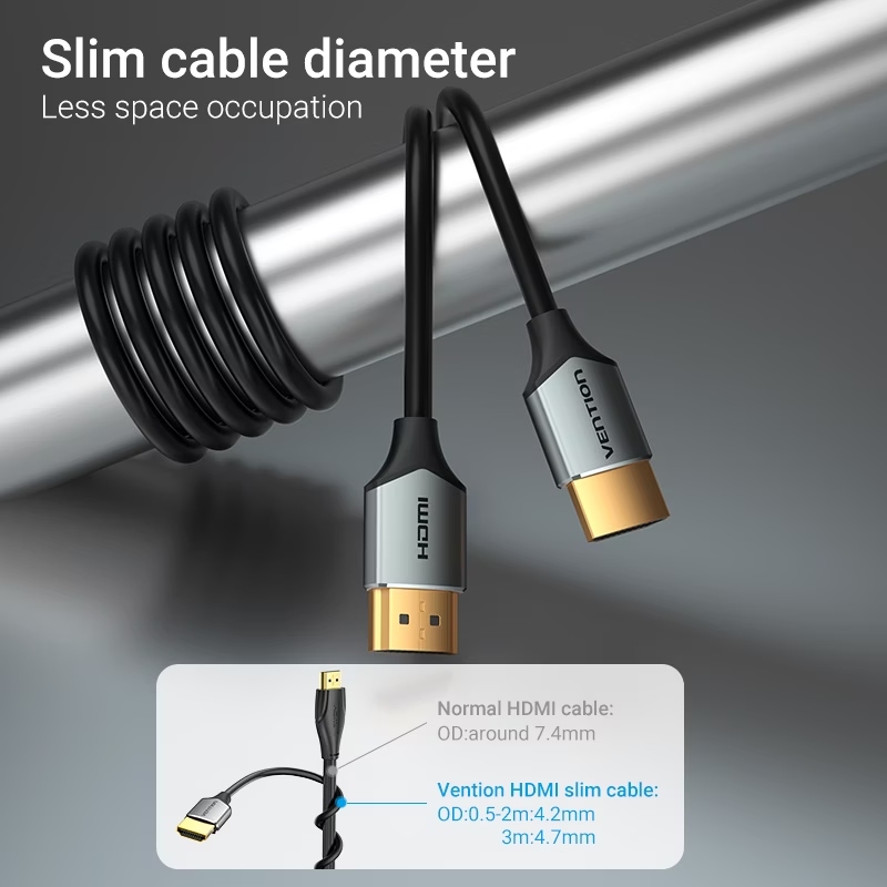 Кабель мультимедійний HDMI M to HDMI M 1.0m V2.0 4K60Hz PVC gray Vention (ALEHF)