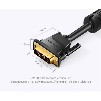 Кабель мультимедійний DVI M to DVI M 1.5m 24+1pin 2K 60Hz Dual Linik Vention (EAABG)