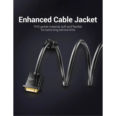 Кабель мультимедійний DVI M to DVI M 1.5m 24+1pin 2K 60Hz Dual Linik Vention (EAABG)