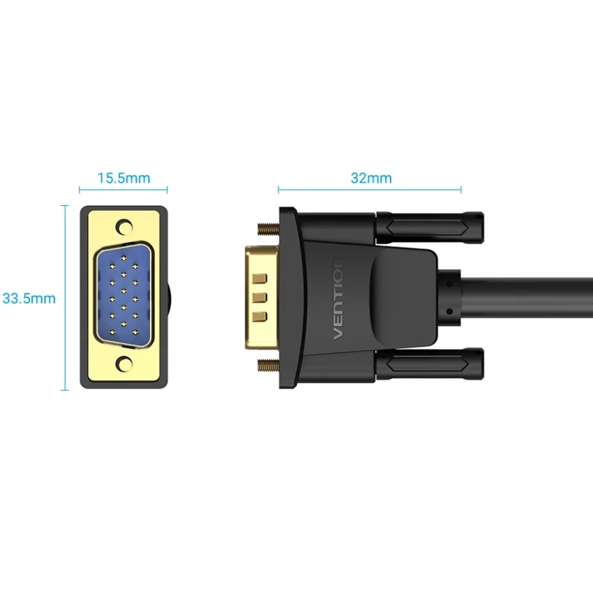 Кабель мультимедійний VGA M to VGA M 1.0m ferrite black Vention (DAEBF)
