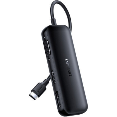 Адаптер Ugreen CM260 DisplayPort+HDMI+VGA - USB Type-C (F/M), Black (60568)