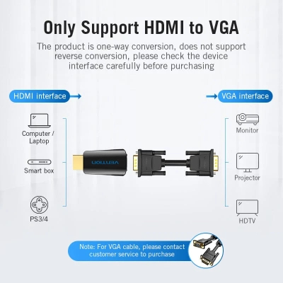 Перехідник HDMI M to VGA F + 3.5mm F VENTION (AIDB0)