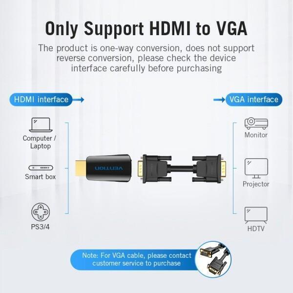 Адаптер Vention HDMI - VGA-3.5мм (M/F), Black (AIDB0) (1739294)
