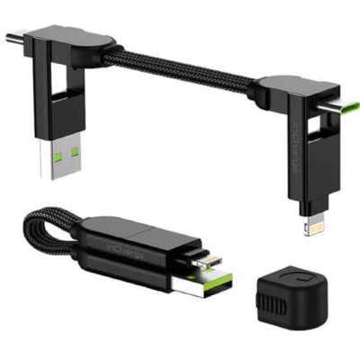 Дата кабель 6in1 inCharge X 0,14m 100W black Rolling Square (X01WR)