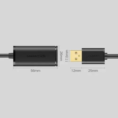 Дата кабель USB 2.0 AM to AF 5.0m Active black Ugreen (10319)