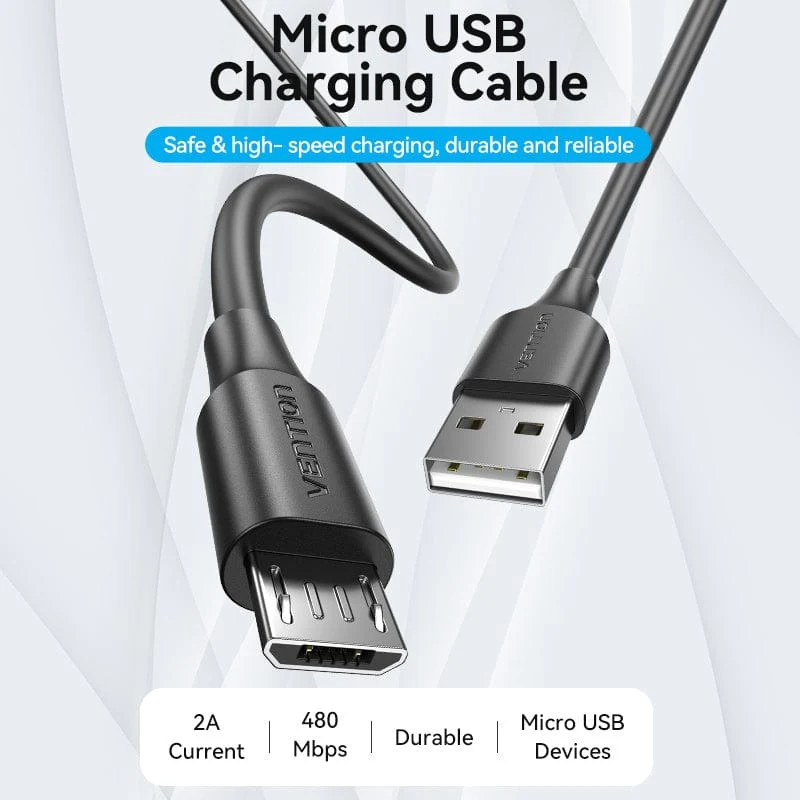 Дата кабель USB 2.0 AM to Micro 5P 2.0m black VENTION (CTIBH)