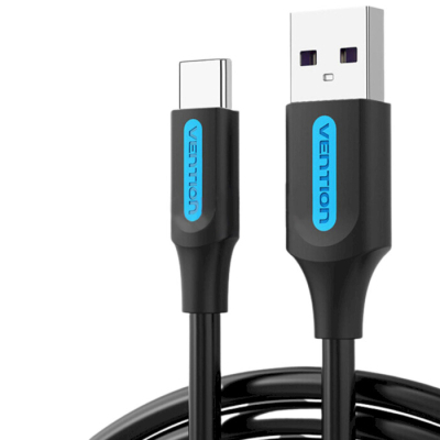 Дата кабель USB 2.0 AM to USB-C 0.5m 5.0A (25W) PVC black VENTION (CORBD)