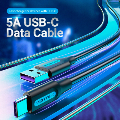 Дата кабель USB 2.0 AM to USB-C 0.5m 5.0A (25W) PVC black VENTION (CORBD)