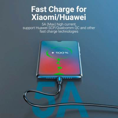Дата кабель USB 2.0 AM to USB-C 0.5m 5.0A (25W) PVC black VENTION (CORBD)