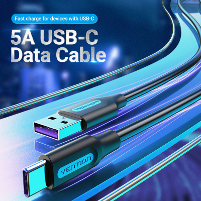 Дата кабель USB 2.0 AM to USB-C 0.5m 5.0A (25W) PVC black VENTION (CORBD)