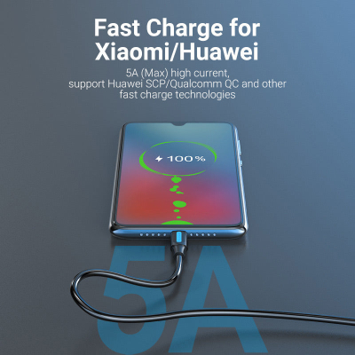 Дата кабель USB 2.0 AM to USB-C 0.5m 5.0A (25W) PVC black VENTION (CORBD)