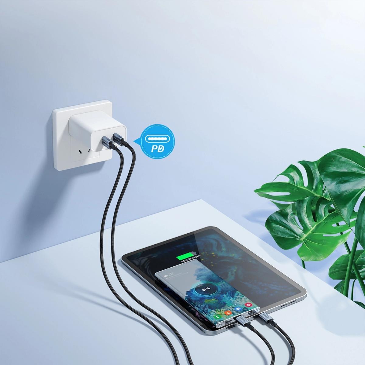 Дата кабель USB-C to USB-C 1.2m 60W braided black Choetech (XCC-1014)