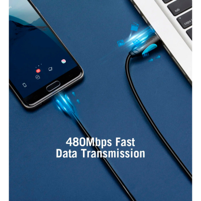 Дата кабель USB 2.0 AM to Micro 5P 0.5m Black Vention (VAS-A08-B050)