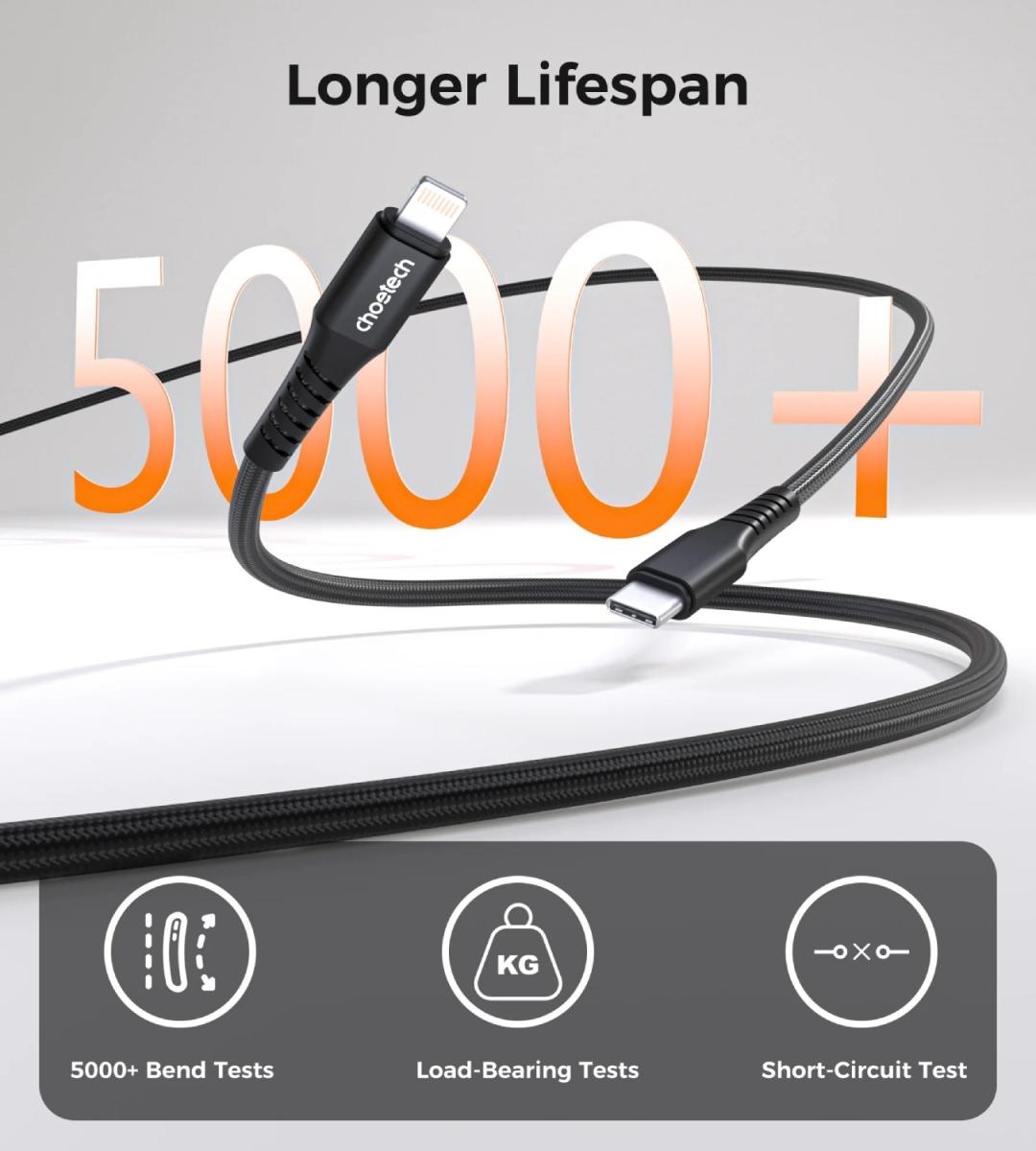 Дата кабель USB-C to Lightning 1.0m PD27W black Choetech (XCL-1030-BK)