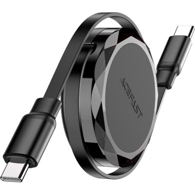 Дата кабель USB-C to USB-C 0.8m 60W dual retraction C13-03 Black Acefast (6974316280132)