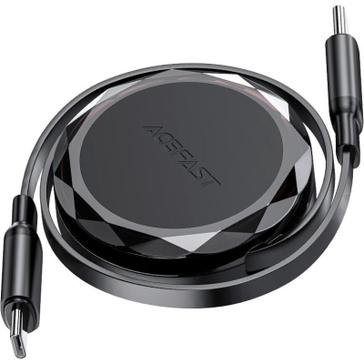 Дата кабель USB-C to USB-C 0.8m 60W dual retraction C13-03 Black Acefast (6974316280132)