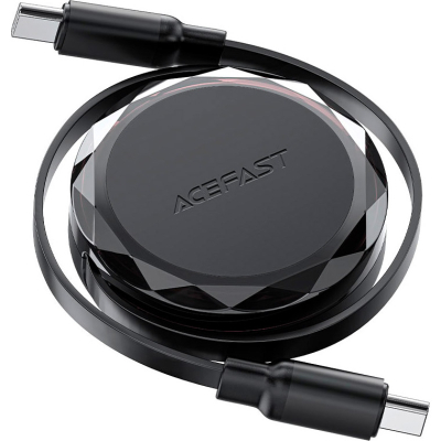 Дата кабель USB-C to USB-C 0.8m 60W dual retraction C13-03 Black Acefast (6974316280132)