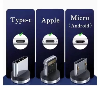 Дата кабель USB 2.0 AM to Lightning + Micro 5P + Type-C magnetic black Denmen (DN-D09E-BK)