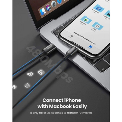 Дата кабель USB-C to Lightning 2.0m 3A US171 black Ugreen (60752)