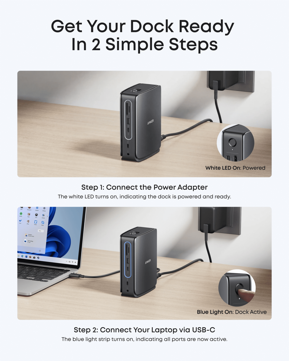 USB-Хаб/Док-станція ANKER Nano Docking Station 13-in-1, Triple Display, Built-In Rem. Hub (Чорна) Док-станція