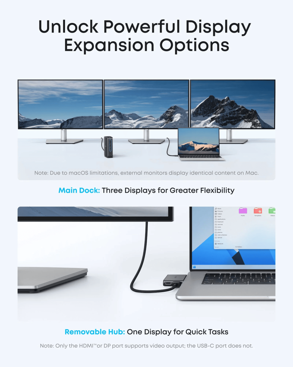 USB-Хаб/Док-станція ANKER Nano Docking Station 13-in-1, Triple Display, Built-In Rem. Hub (Чорна) Док-станція