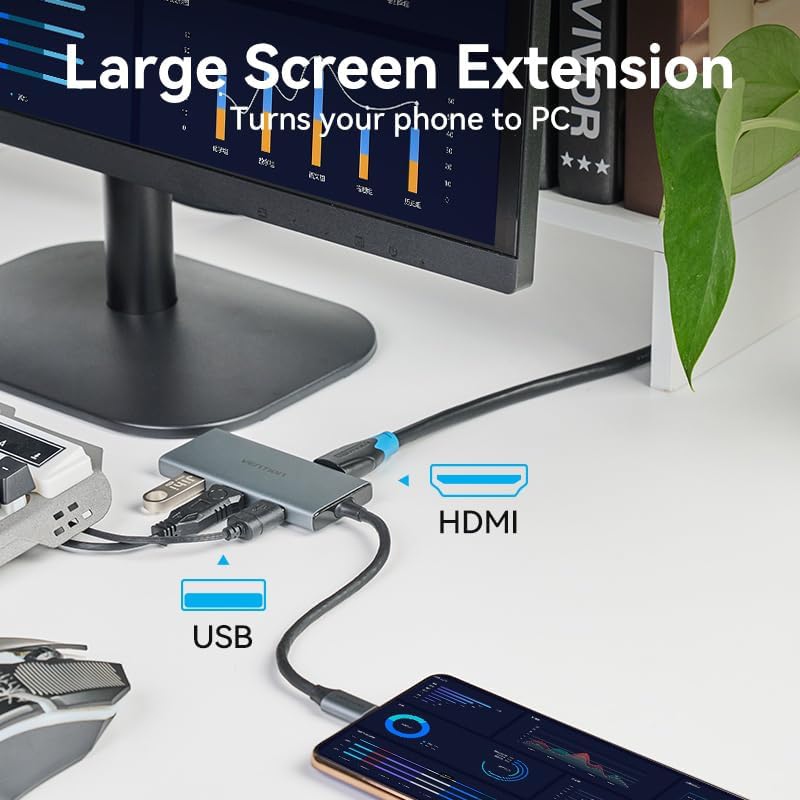 Концентратор Vention USB-C 6-in-1 3xUSB 3.0 + HDMI 4K30Hz + SD/TF 0.15m (TOOHB)