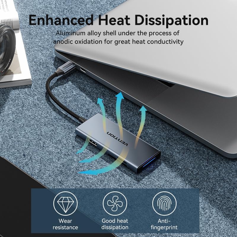 Концентратор Vention USB-C 6-in-1 3xUSB 3.0 + HDMI 4K30Hz + SD/TF 0.15m (TOOHB)
