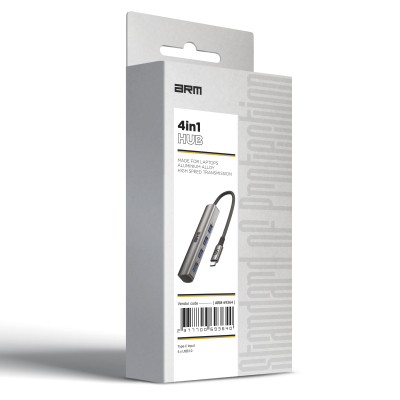Концентратор Armorstandart USB-C to 4USB Grey (ARM69364)