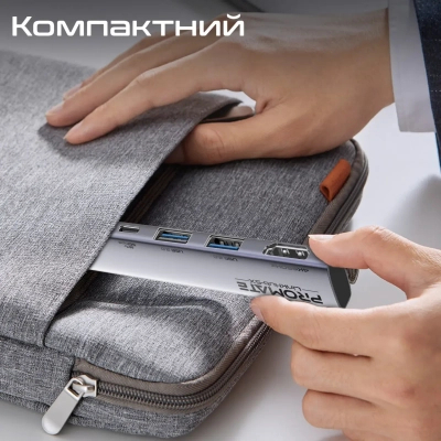 USB-хаб Promate LinkHub-5x USB Type-C 5-в-1 Grey