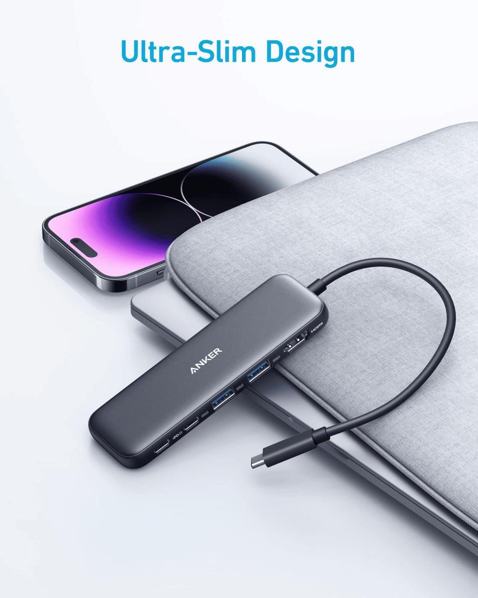 Концентратор Anker USB-C 5-in-1 2xUSB-A + USB-C 5Gbps + HDMI 4K + USB-C PD in 100W black (A8355H11)