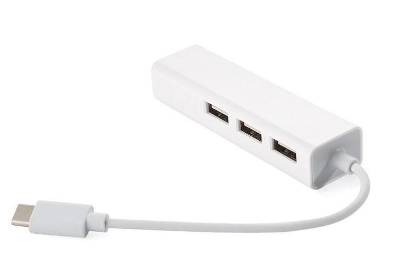 USB Hub Type-C Hub 3-port USB2.0 + RJ45 Fast Ethernet, білий (S0742) (1402083)