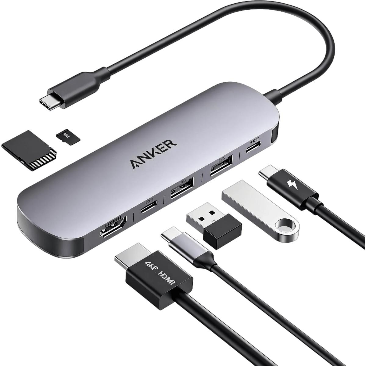 Концентратор Anker USB-C Hub 7-in-1 Black (A83D2HA1)