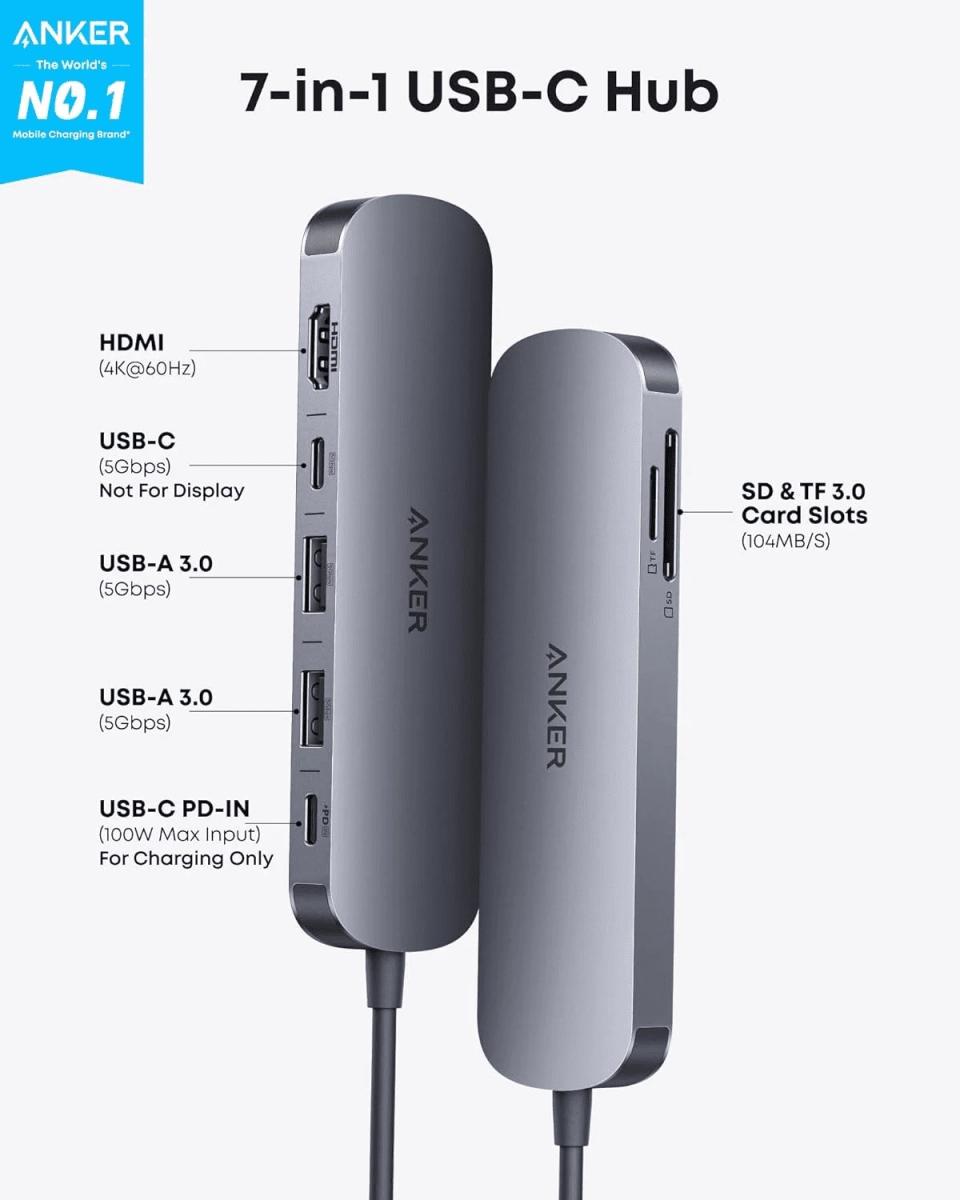 Концентратор Anker USB-C Hub 7-in-1 Black (A83D2HA1)