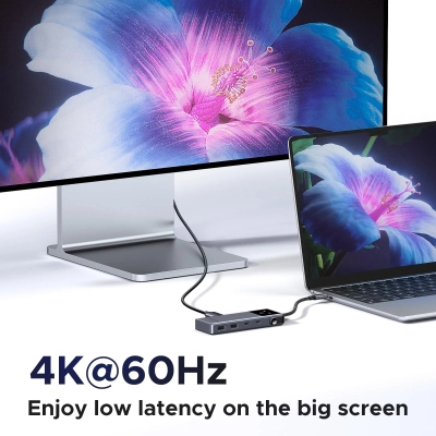 Концентратор Ugreen USB-C to HDMI + 2xUSB 3.2 + 2xUSB-C 3.2 + PD CM888 gray (35998)
