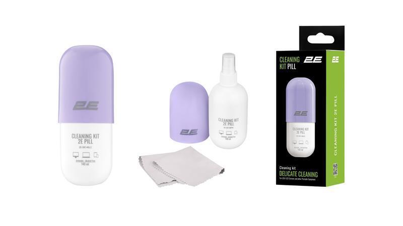 Набір для чищення 2E Pill (2E-SK140LC) LED/LCD + серветка 20х20 см White/Lilac