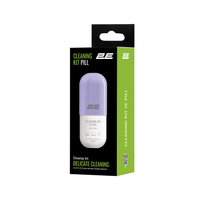 Спрей для очищення 2E PILL 140ml Liquid for office equipment +Microfibre 20 cm, white-lilac (2E-SK14